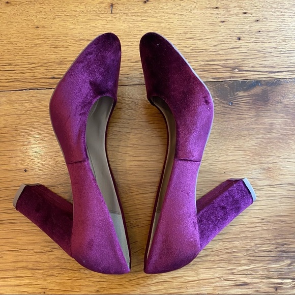 a new day Ellori Velvet Block Heel Pumps Sz 10 Purple Holiday Event Party - Picture 5 of 8